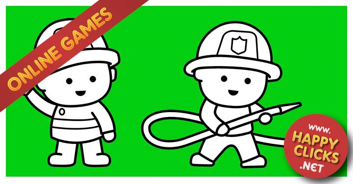 Online coloring pages for young children and babies: Little Firefighters