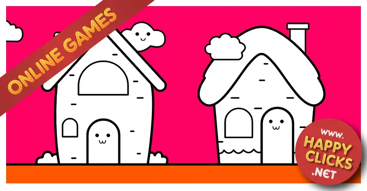 Online coloring pages for toddlers, preschoolers and babies: Happy houses