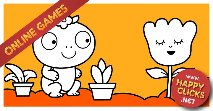 Online educational coloring games for young kids and babies to paint for free: Little Frog and the Flower