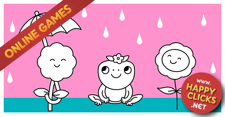 Online coloring pages for kids 2-5 years old: Rain of joy