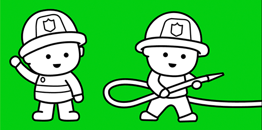 Free coloring games and drawings to paint online for toddlers and preschoolers: Little Firefighters