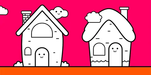 Free educational games for young children. Online drawing to paint: Happy houses