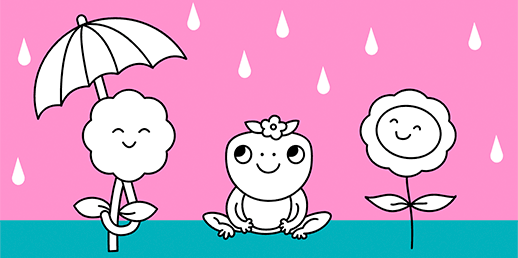 Free coloring game to paint online for toddlers, preschoolers and babies: Rain of Joy